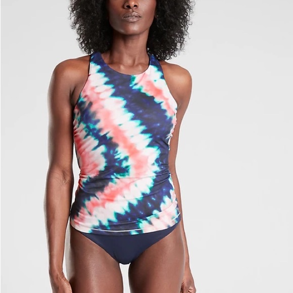 Athleta Tie Dye High Neck Underwire Tankini Top 34B/C NWT